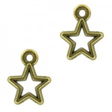 Metal charm open Star 14x10mm Bronze